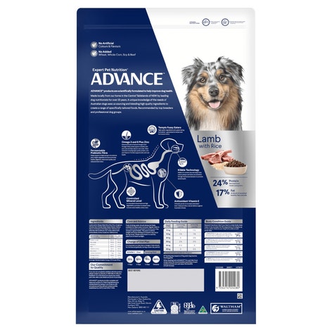 ADVANCE Adult Medium Breed Dry Dog Food Lamb & Rice 15kg image 1