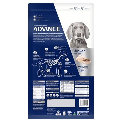 ADVANCE Adult Large Breed Healthy Ageing Dry Dog Food Chicken & Rice 15kg image 1
