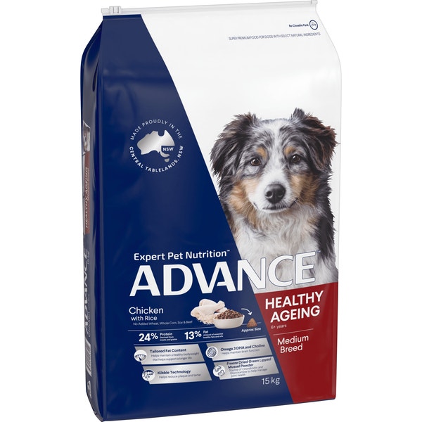 ADVANCE Adult Medium Breed Healthy Ageing Dry Dog Food Chicken & Rice 15kg image 1