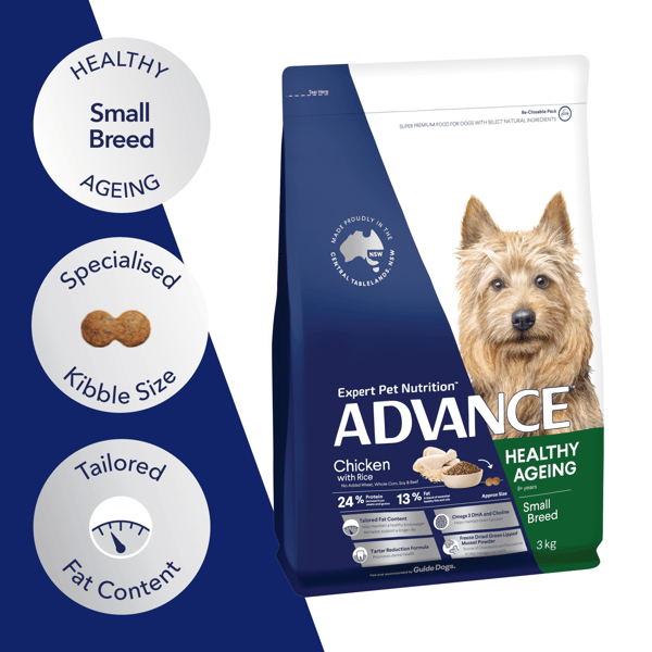 ADVANCE Adult Small Breed Healthy Ageing Dry Dog Food Chicken & Rice 3kg image 1