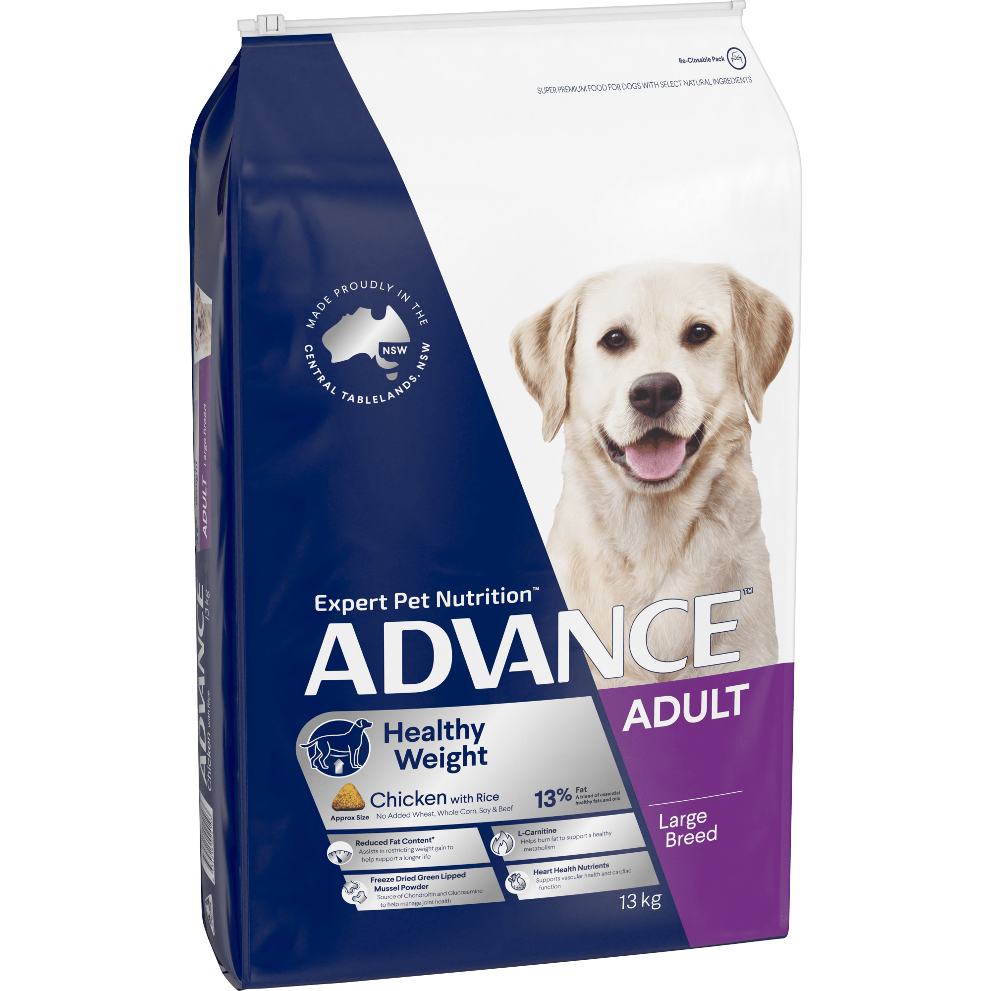 ADVANCE Adult Large Breed Healthy Weight Dry Dog Food Chicken & Rice 13kg